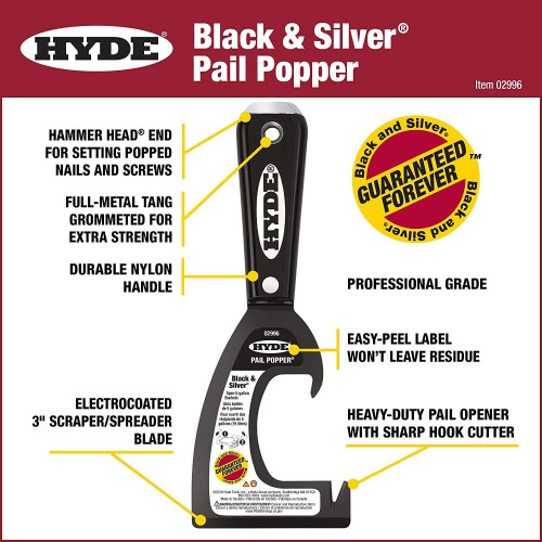 Hyde Paint Scraper + Plastic Bucket & Tub Opener 76mm (3") 1