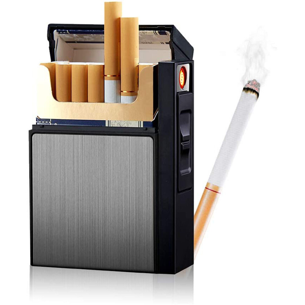Oph-Store 20 Cigarette Case Metal Windproof Powerful Cigar Lighter Rechargeable Not,Specified