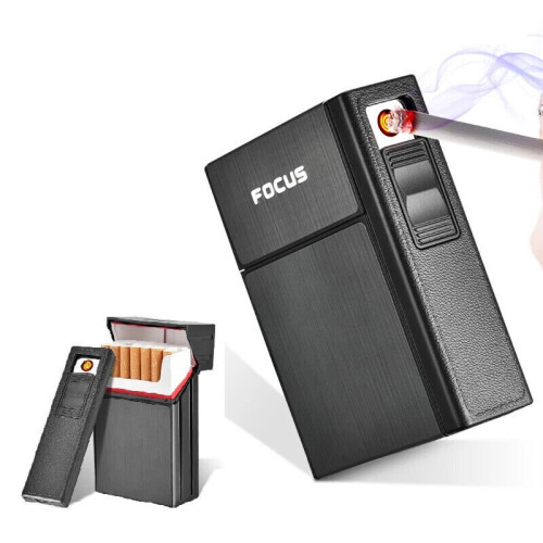 20 Cigarette Case Metal Windproof Powerful Cigar Lighter Rechargeable 1