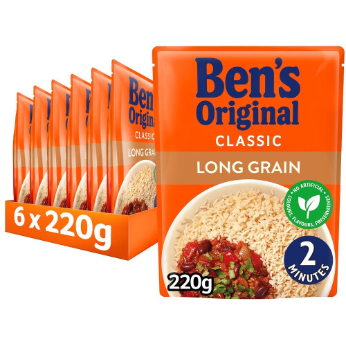 Bens Original Long Grain Microwave Rice 220g (Pack of 6) 2