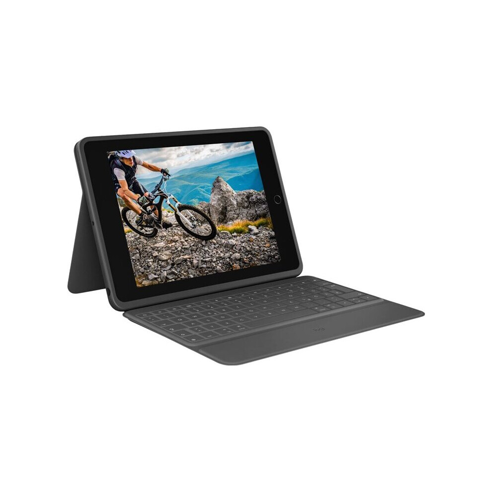 Logitech Rugged Folio - Keyboard and folio case - Apple Smart connector - QWERTY - UK - graphite - for Apple 10.2-inch i