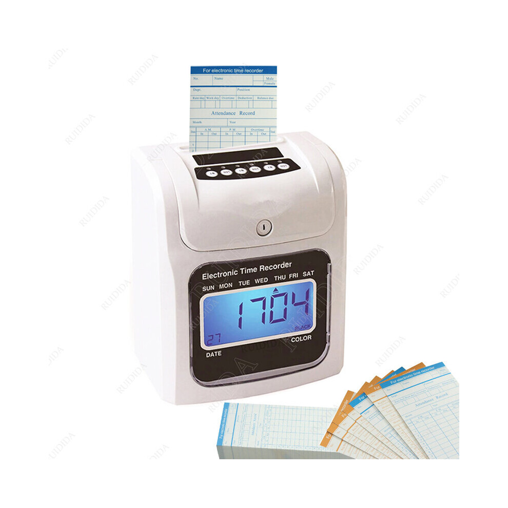 Recorder Digital Time Recorder Attendance Machine Punch Card Time Clock Office Factory Staffs Employee Check In Time Recording 5063131964264
