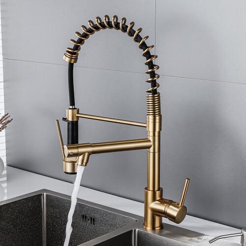 Kitchen Sink Mixer Taps Pull Down Spray Spout Brass Monobloc Kitchen Tap Chrome with Pull Out Spray High-Arch Spout Kitchen Tap 1