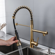 Kitchen Sink Mixer Taps Pull Down Spray Spout Brass Monobloc Kitchen Tap Chrome with Pull Out Spray High-Arch Spout Kitchen Tap