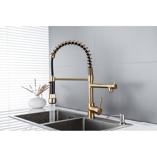 Kitchen Sink Mixer Taps Pull Down Spray Spout Brass Monobloc Kitchen Tap Chrome with Pull Out Spray High-Arch Spout Kitchen Tap 2