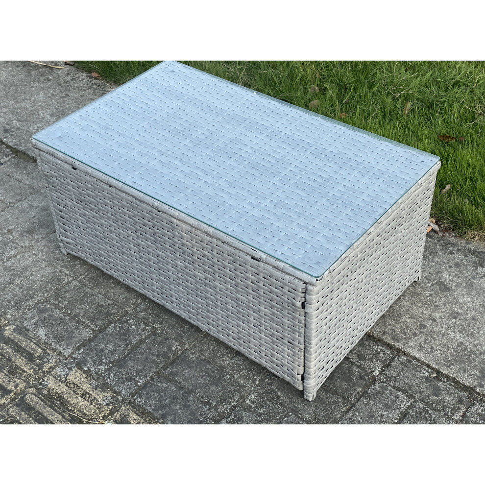 Fimous Rattan Oblong Coffee Tea Table Outdoor Garden Furniture Accessory Grey