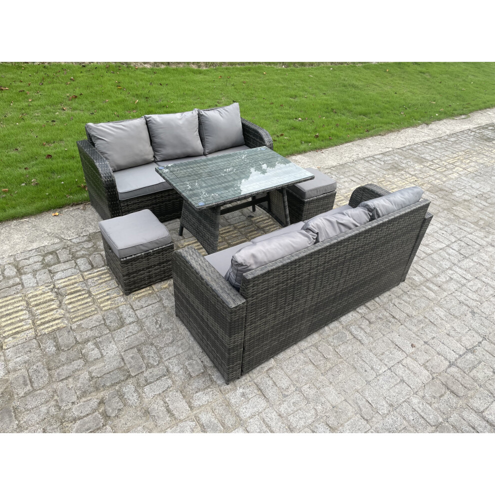 Fimous Outdoor Rattan Garden Furniture Sofa Set Lounge Sofa Small Footstools 8 Seater