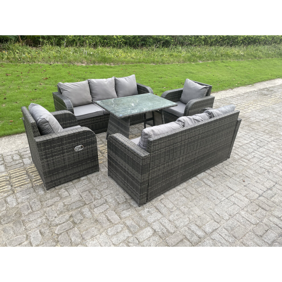 Fimous Outdoor Rattan Garden Furniture Sofa Set Dining Table Recling Armchairs 8 Seater