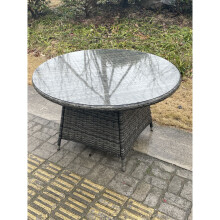 Fimous Round Outdoor PE Rattan Dining Table Garden Furniture?Table+Cover