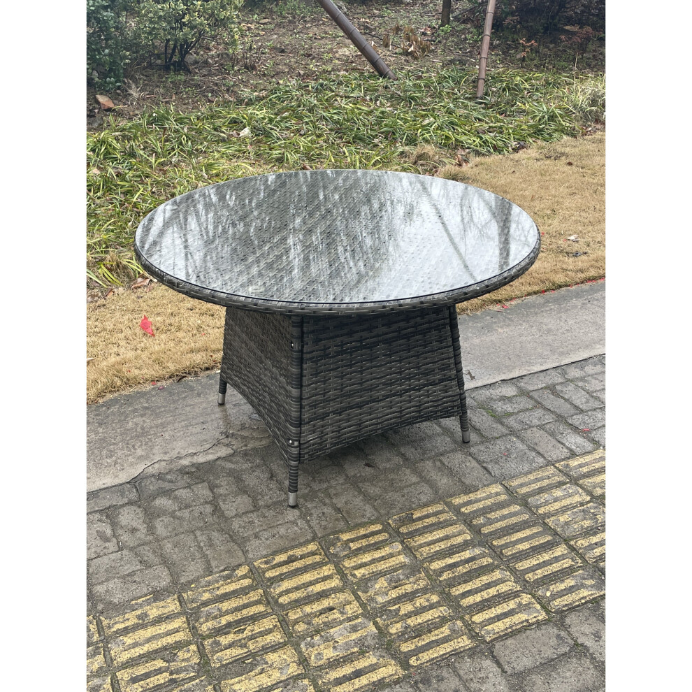 Fimous Outdoor PE Rattan Round Dining Table Garden Furniture?Table+Cover)