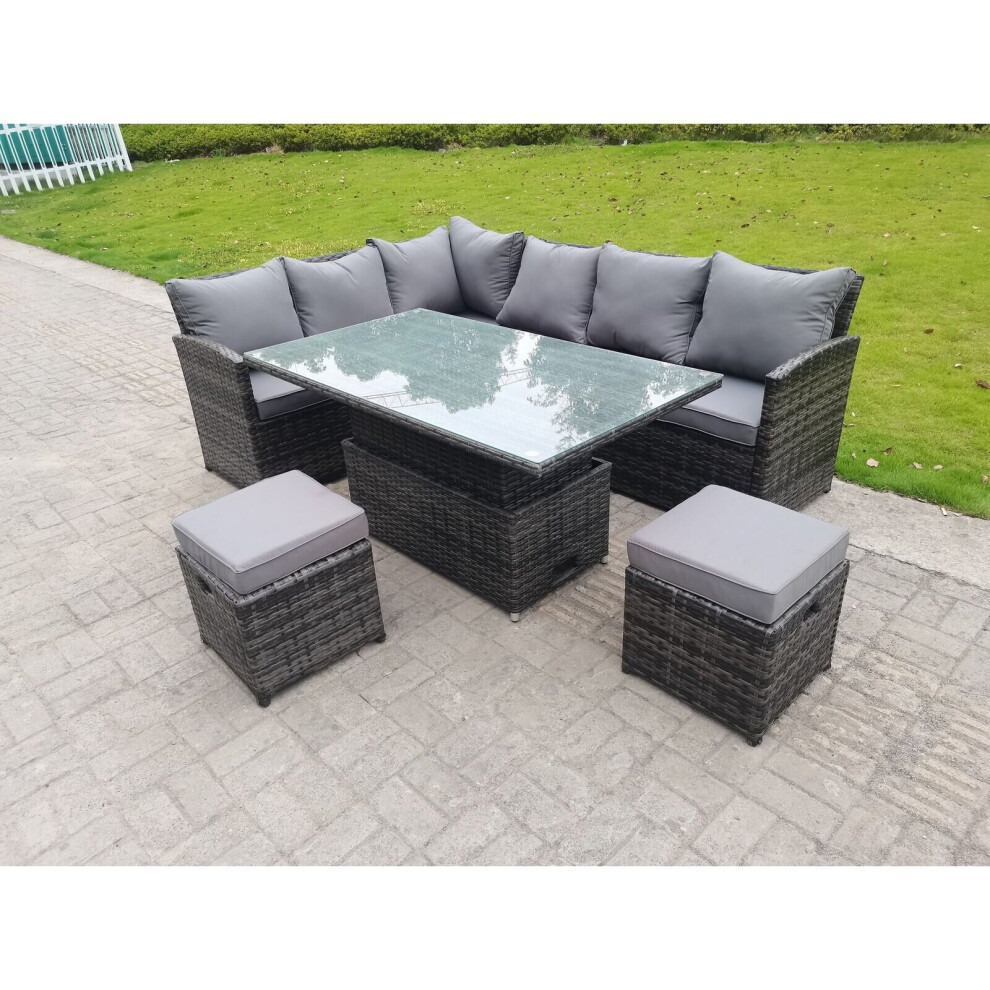 Fimous Outdoor Lounge Rattan Corner Sofa Sets Garden Furniture - Dark Grey Mixed - Image 3