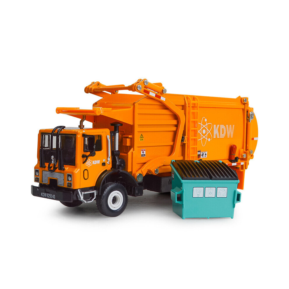 (Yellow) Alloy Diecast Barreled Garbage Carrier Truck 1:24 Waste Material Transporter