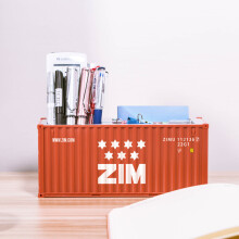 (ZIM 30 Pen holder) 20ft Mini Shipping Container Model Toys Cargo Container Maritimo Diecast