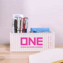 (ONE-W 30 Pen holder) 20ft Mini Shipping Container Model Toys Cargo Container Maritimo Diecast