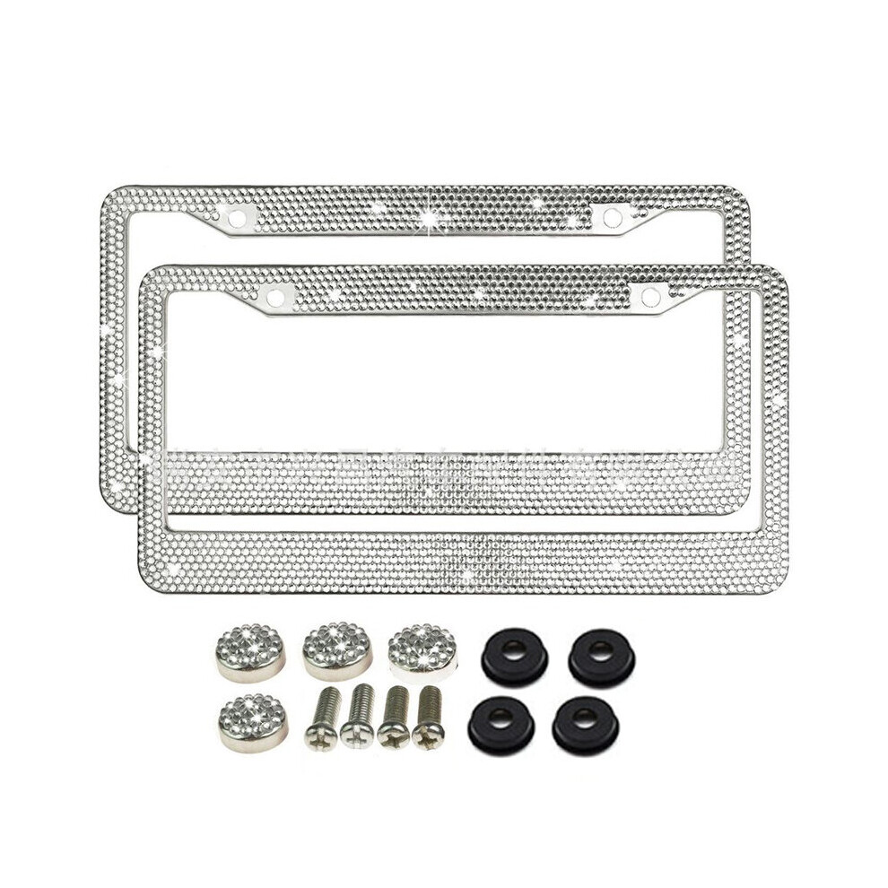 Universal Metal License Plate Frame Tag Crystal Rhinestone Diamond Bling 6901251432371