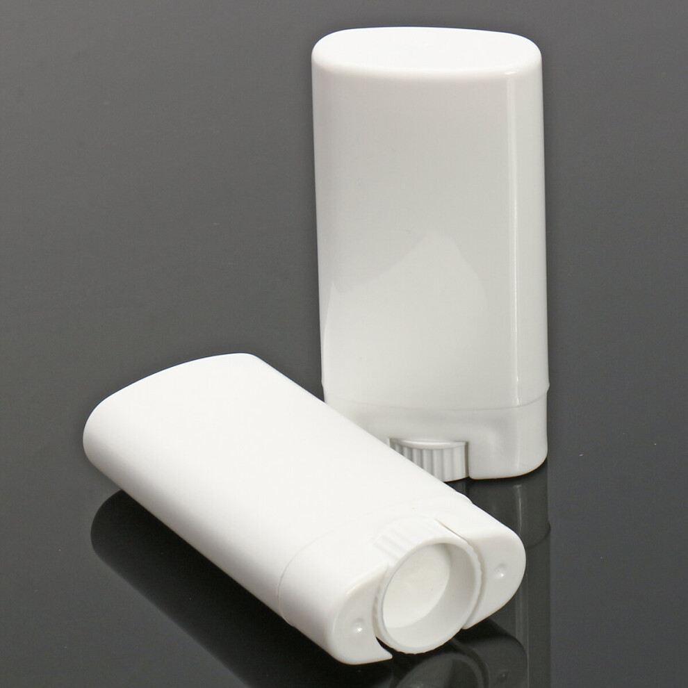 White 10Pcs Empty Deodorant Containers Refillable Oval Lip Balm Twist Up Tube With Lid Caps