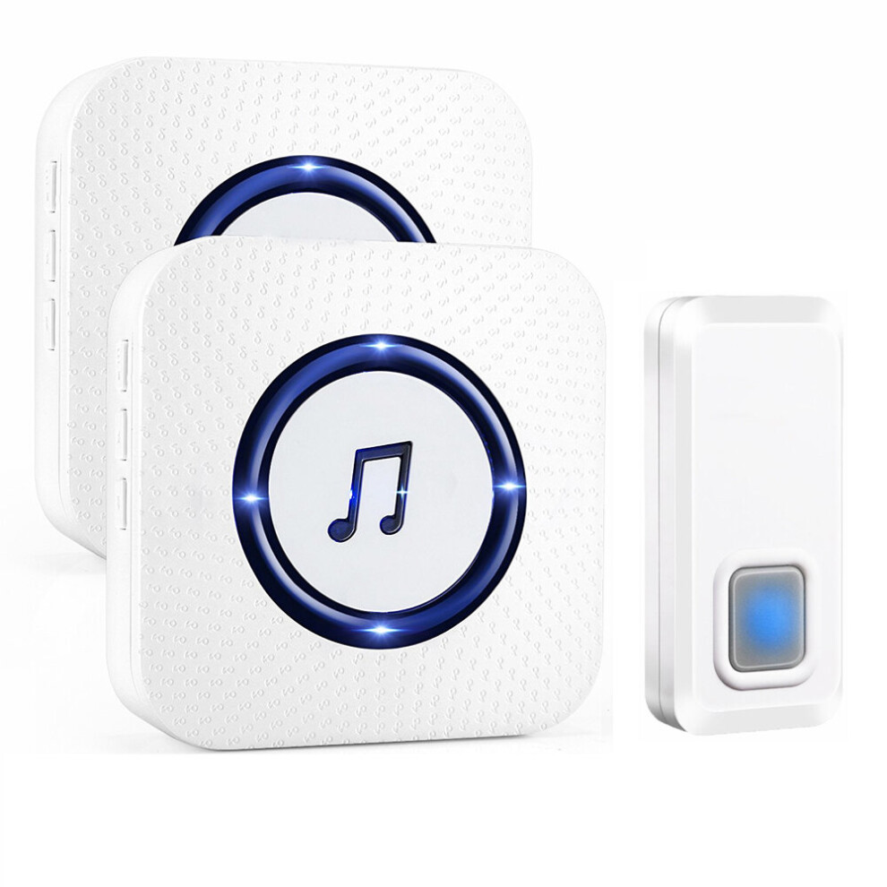 110V To 260V Wireless Chime Music Door Bell Waterproof 2 Receivers 55 Ringtone 300M Range Doorbell 6900039416503