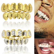 Custom Gold Sliver Plated Hip Hop Tooth Mouth Caps Top Bottom Grill Set Dental Tools