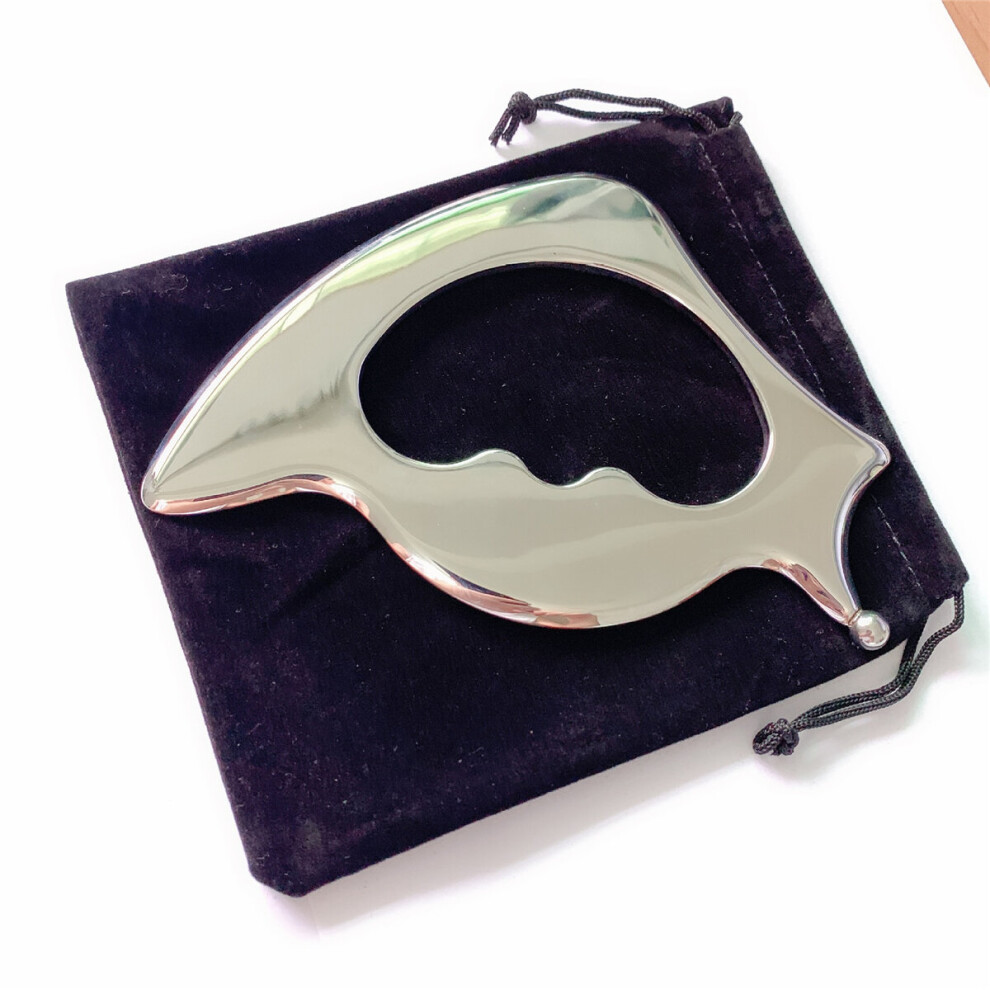Silver Stainless Steel Guasha Massage Gua Sha Scraping Board Tool Body Spa Health Care Manual Massager