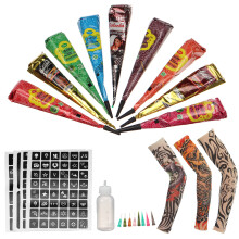 9-teiliges Henna-Tattoo Temporäres Cone-Creme-Set Zeichnen Finger Körperkunst Handgemaltes Tattoo Makeup Schablone