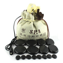 16-delige set natuurlijke energie hotstone SPA essentiële olie vulkanische hotstone massage massager met verwarmtas