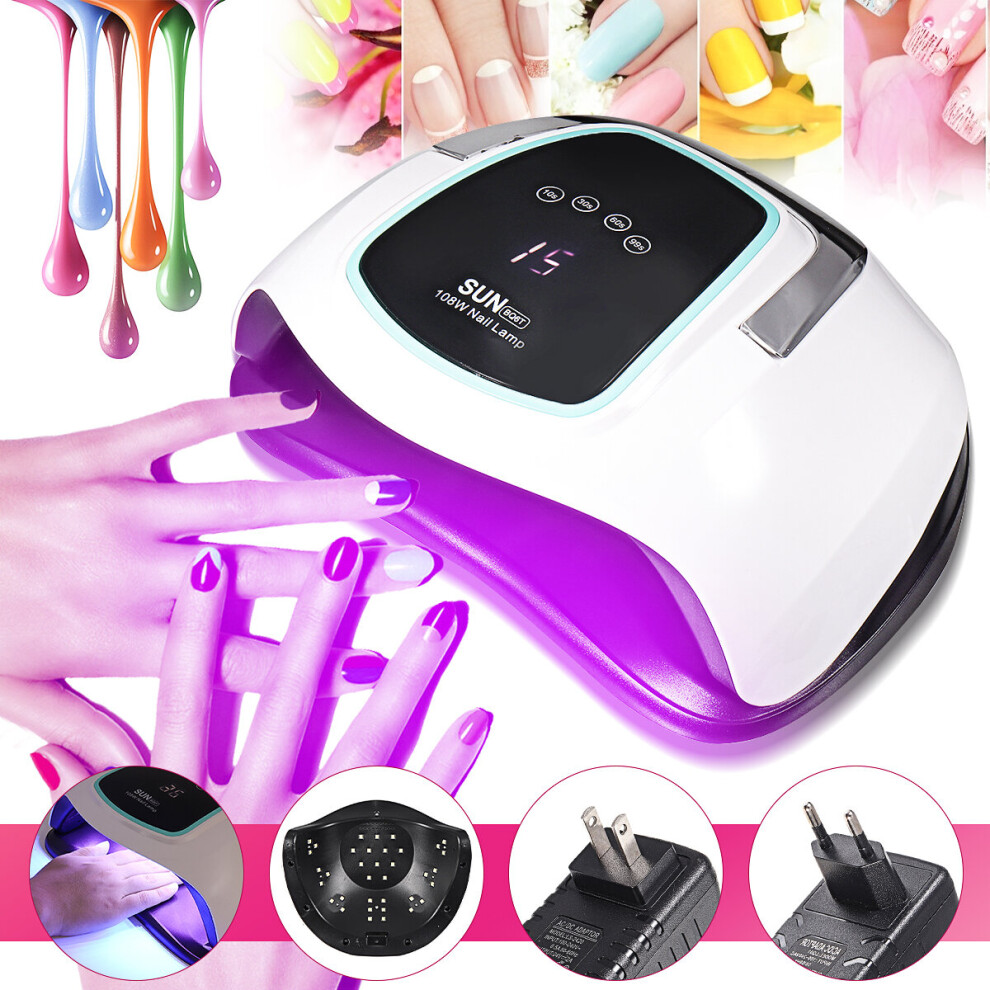 Light 108W 36 Leds Uv Nail Polish Dryer Lamp Gel Curing Electric Manicure Timer