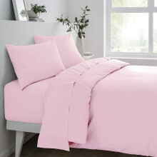 (King Size) Sleepdown Fitted Sheet Polycotton Soft Pink