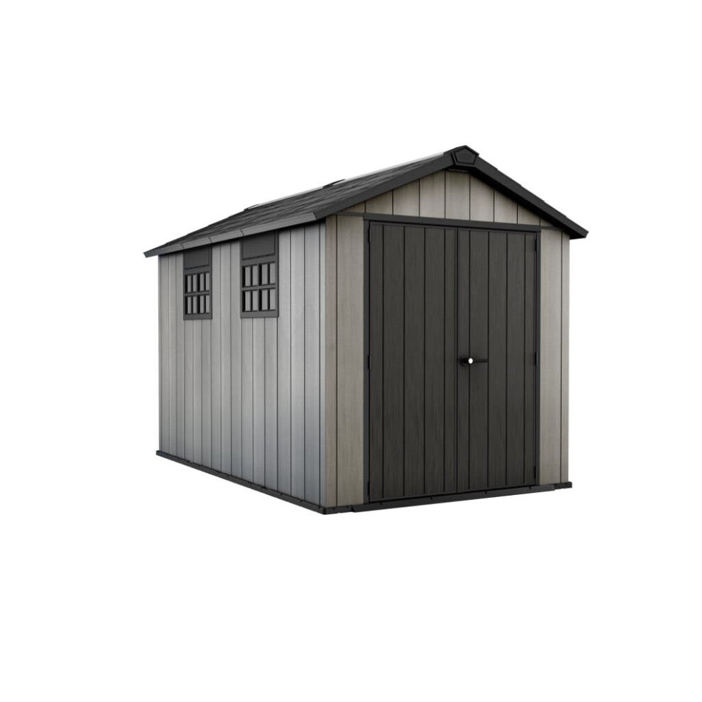 Keter Garden Shed Oakland 7511 Anthracite Log Timber Cabin Tool Storage Shed