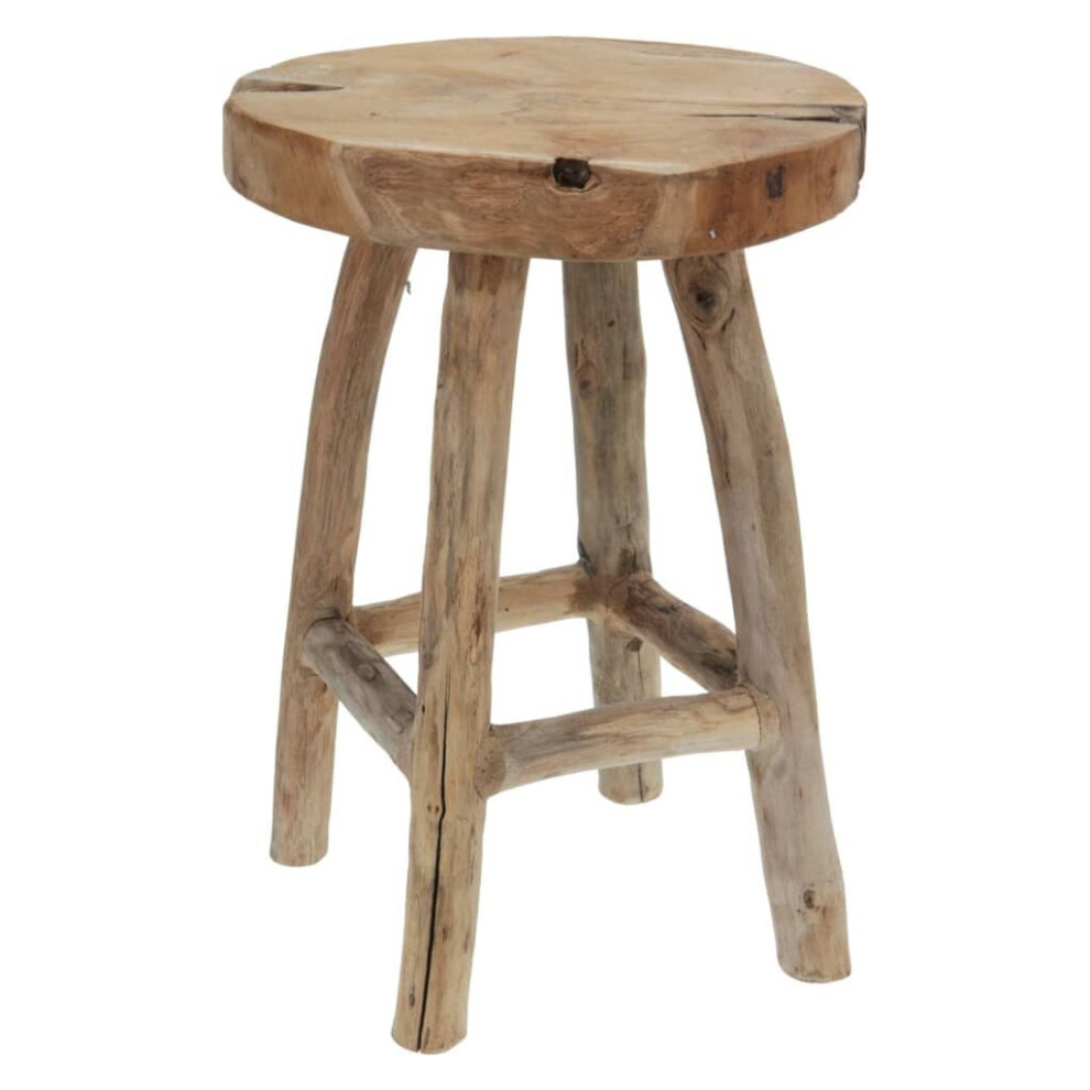 H&S Collection Stool 42 cm Teak Wood Living Room Seat Bedroom Sitting Stool