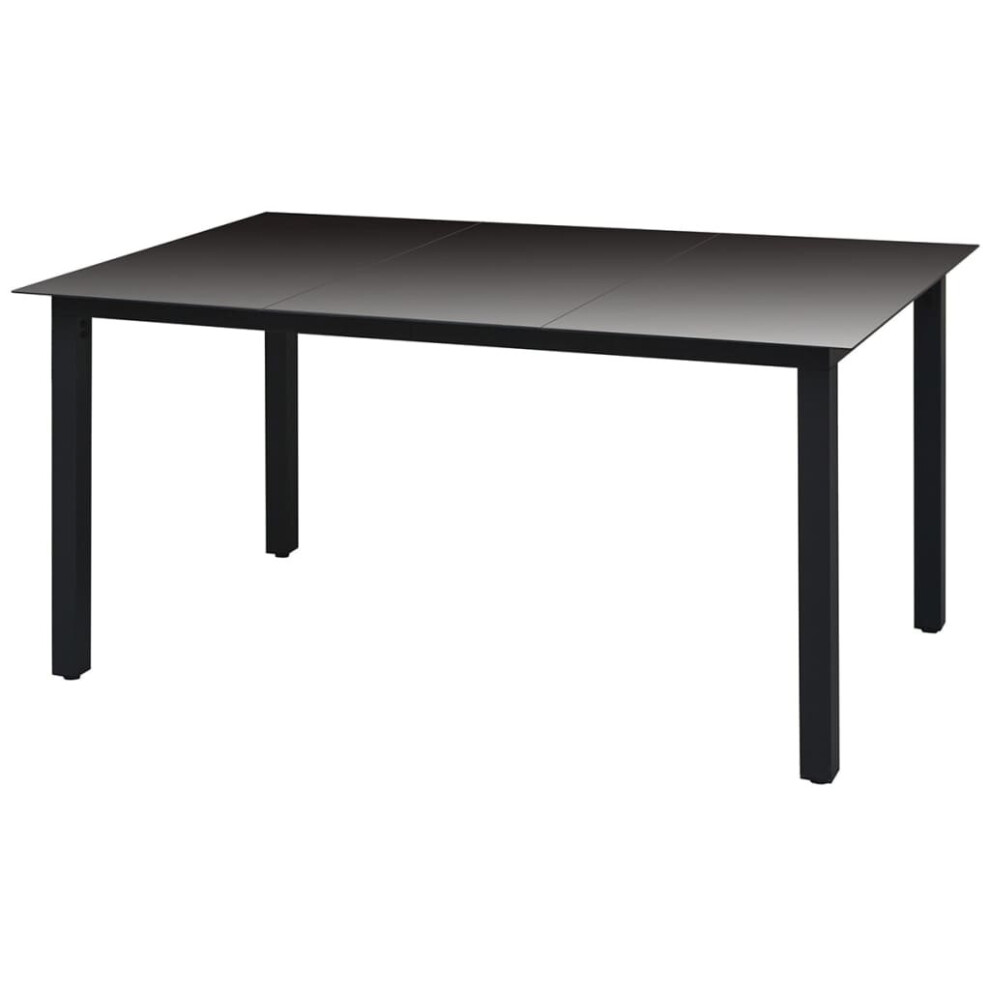 vidaXL Garden Dining Table Glass Aluminium 150x90x74 cm Black Outdoor Patio-image-OPC-P58G8SB-NEW