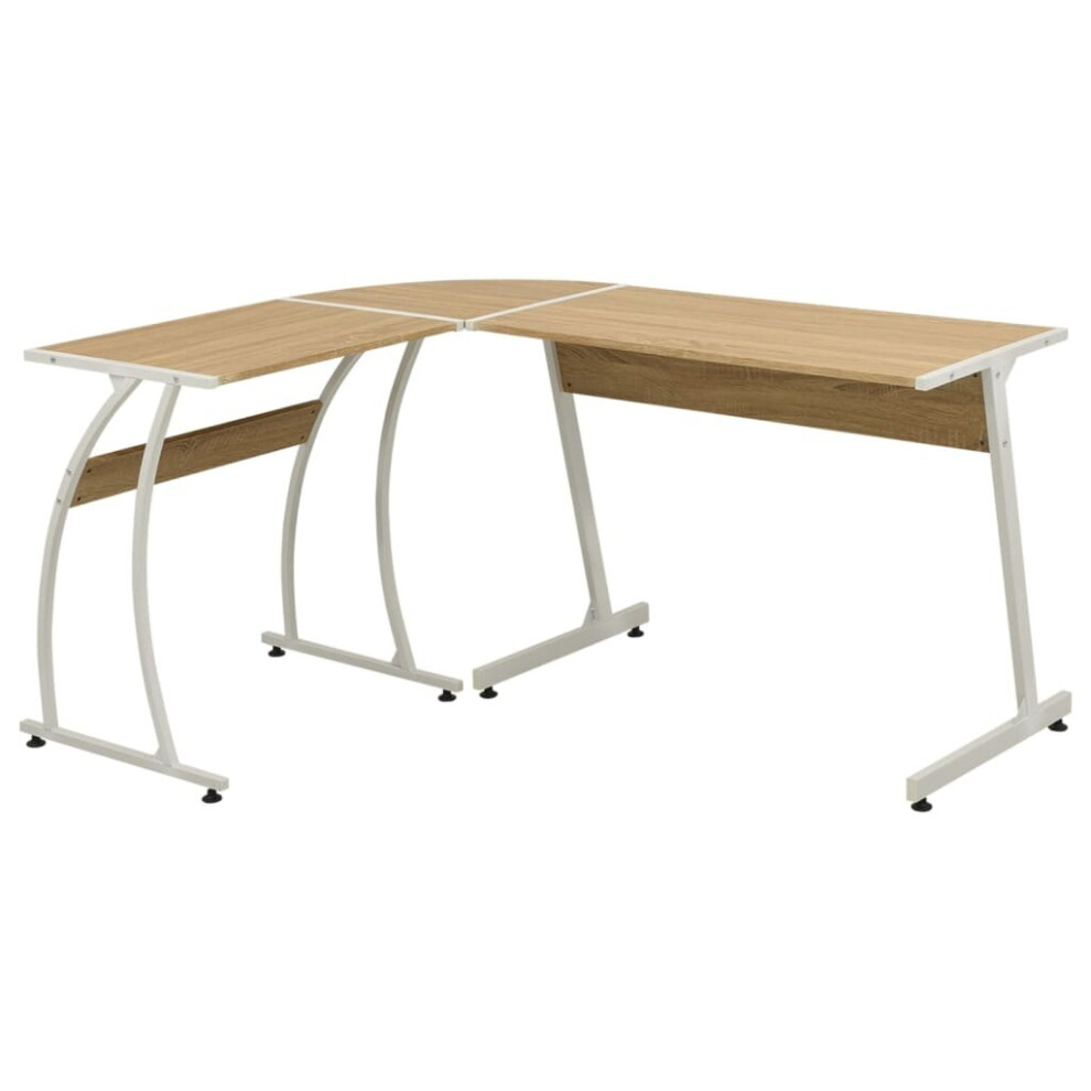 Vidaxl Corner Desk L-Shaped Oak Office Writing Table Workstation Computer
