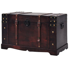 vidaXL Vintage Treasure Chest Wood Brown Storage Cabinet Box Trunk Treasure