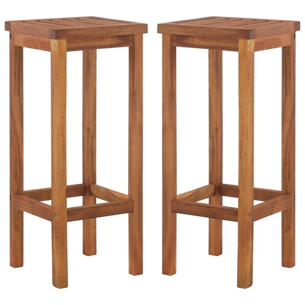 vidaXL 2x Solid Acacia Wood Bar Chairs 30.5x30.5x74cm Outdoor Garden Seat