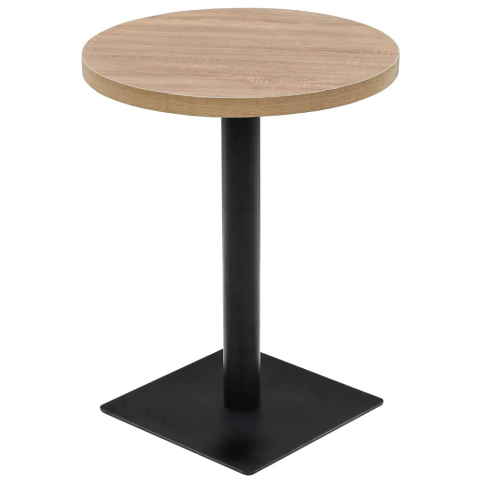Vidaxl Bistro Table Mdf And Steel Round 60X75cm Oak Colour Kitchen Furniture