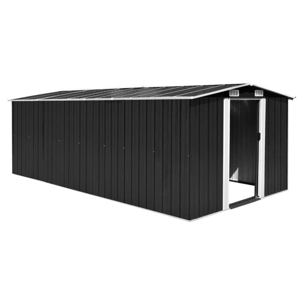 vidaXL Garden Shed 257x489x181cm Metal Anthracite Tool Storage House Cabin