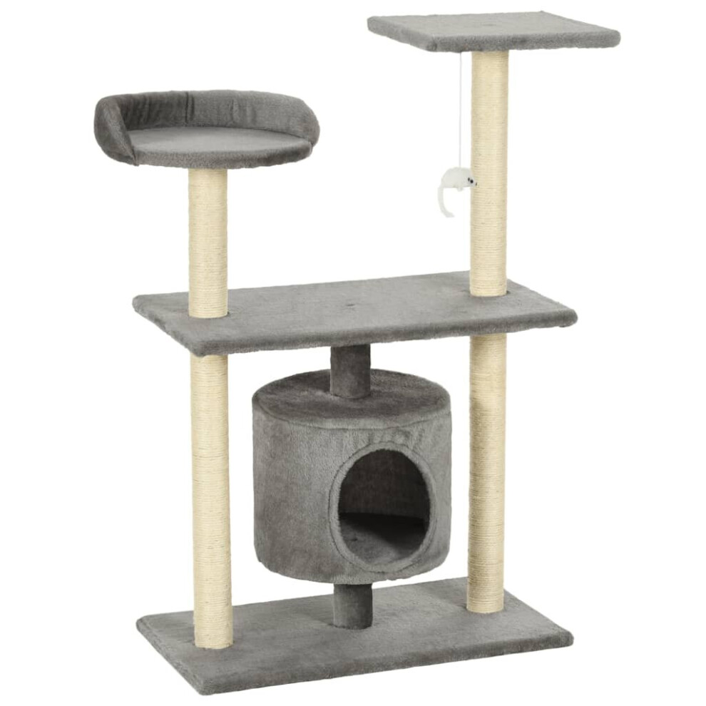 vidaXL Cat Tree with Sisal Scratching Posts 95cm Grey Kitten Playhouse Tower