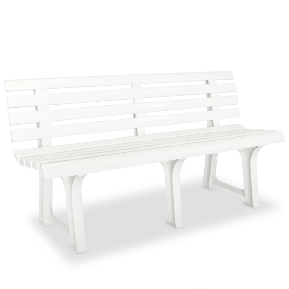 vidaXL Garden Bench 145.5x49x74 cm Plastic White Outdoor Patio Bench Seat