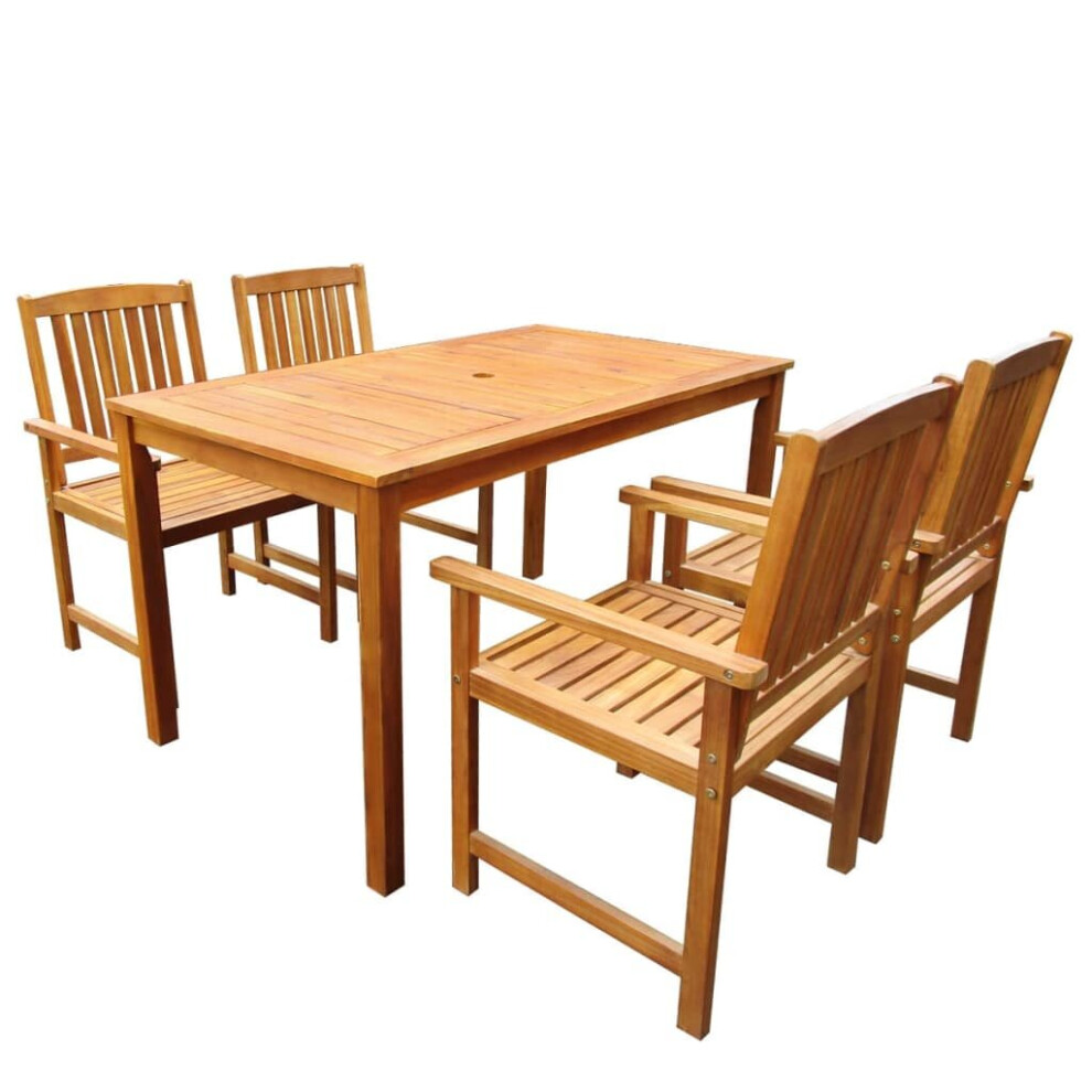 vidaXL Outdoor Table and Chair Set Five Piece Furniture Solid Acacia Wood Brown