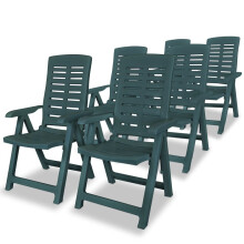 vidaXL 6x Reclining Garden Chairs 60x61x108cm Plastic Green Foldable Seat