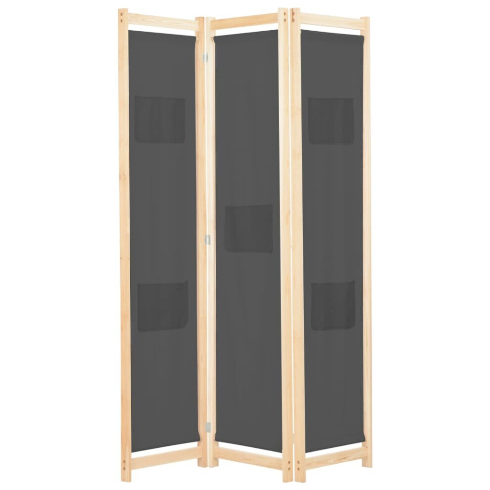Vidaxl 3-Panel Room Divider Grey 120X170cm Fabric Privacy Screen Partition