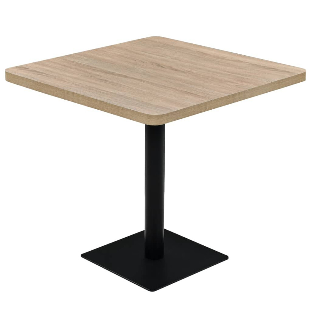 vidaXL Bistro Table MDF and Steel Square 80x80x75cm Oak Colour Home Furniture