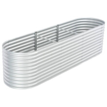 vidaXL hævet plantekasse galvaniseret stål 320x80x81 cm sølv
