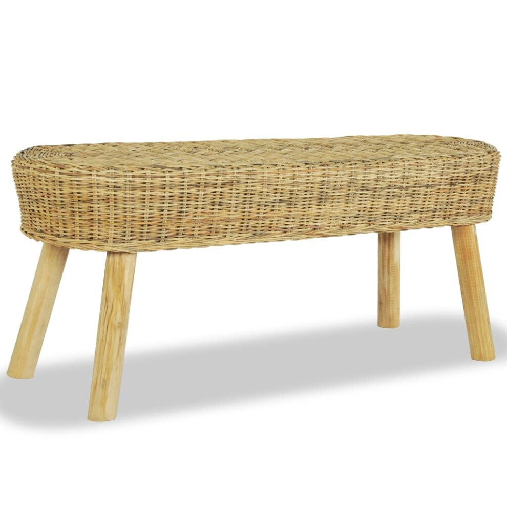 vidaXL Hall Bench 110cm Natural Rattan Comfortable Solid Seating Furniture