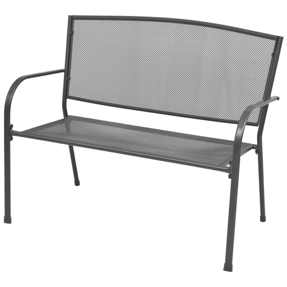 vidaXL Garden Bench with Armrests Steel Mesh 108x60x88 cm Patio Park Seat