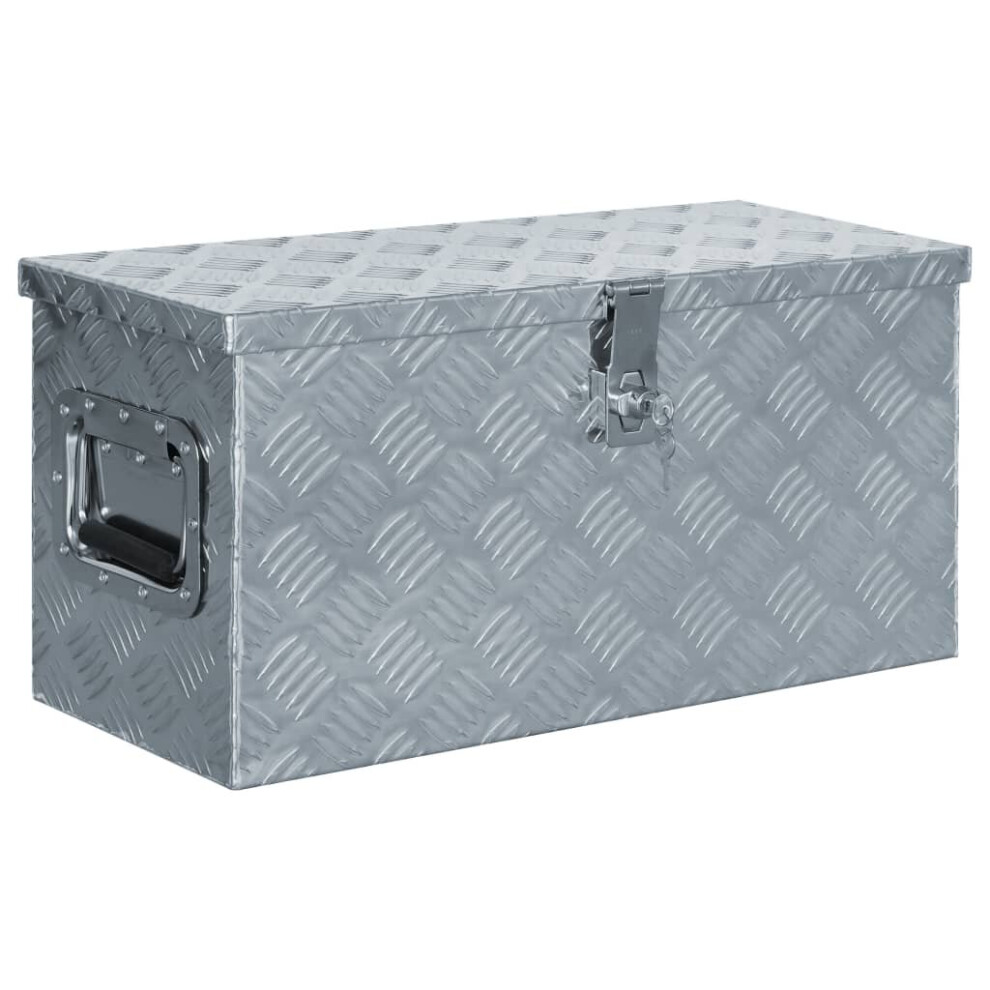 vidaXL Aluminium Box 61.5x26.5x30cm Silver Storage Bin Chest Trunk Organiser