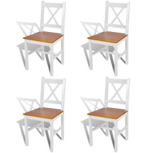 vidaXL 4x Dining Chairs Wood White and Natural Colour Kitchen Furniture Seat
