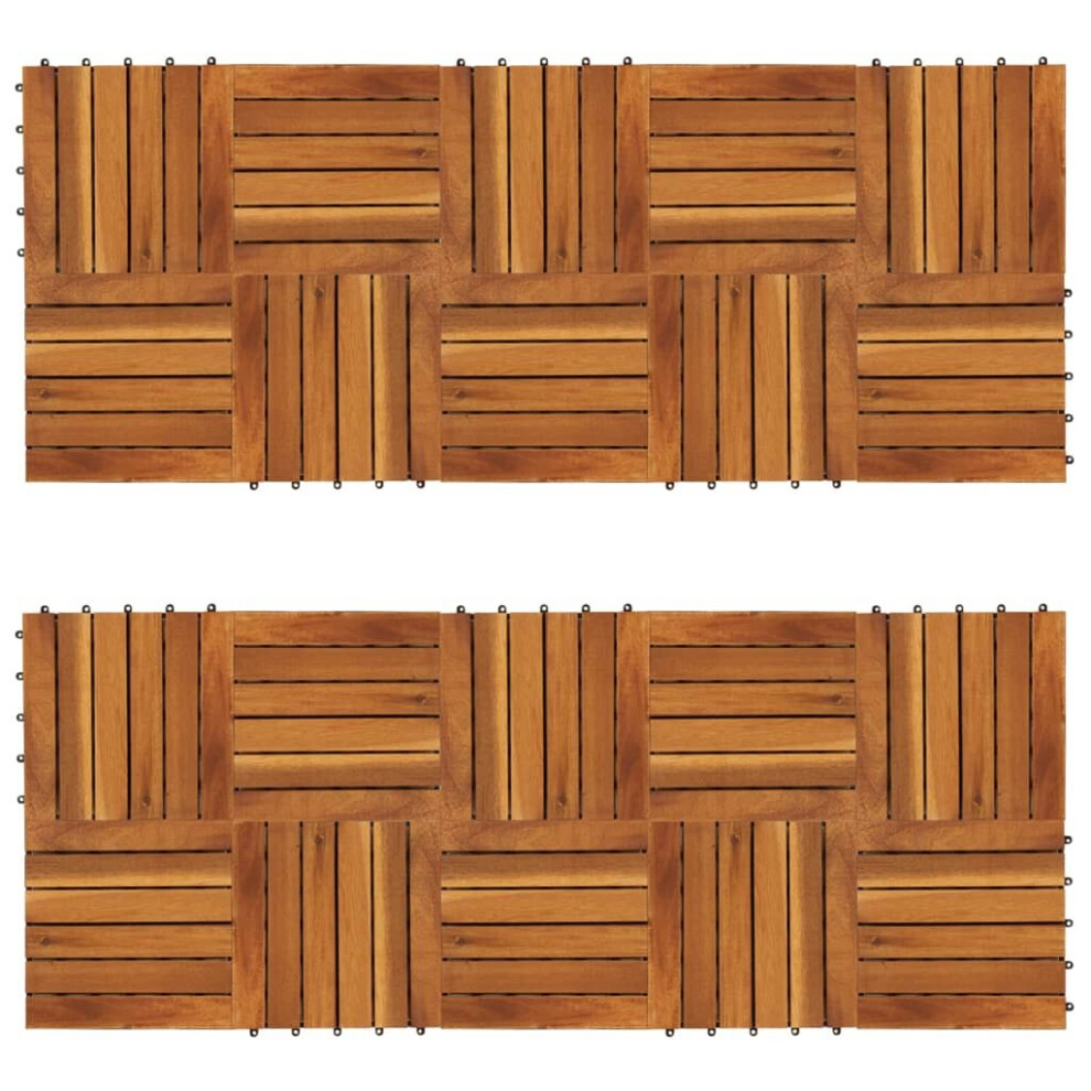 vidaXL Decking Tiles Vertical Pattern Acacia Set of 20 Patio Flooring Tile