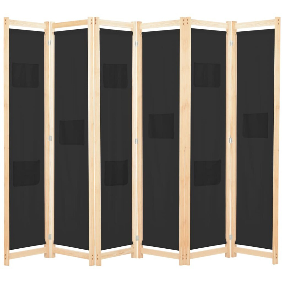 Vidaxl 6-Panel Room Divider Black 240X170cm Fabric Privacy Screen Partition