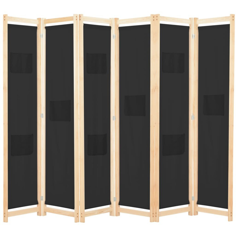 vidaXL 6-Panel Room Divider Black 240x170cm Fabric Privacy Screen Partition