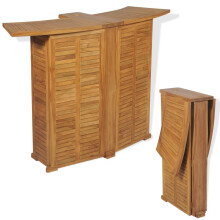 vidaXL Teak Outdoor Bar Table 155x53x105cm Foldable Garden Patio Furniture